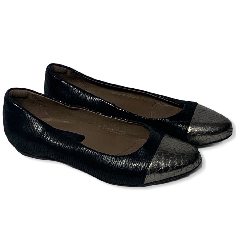 Earthies Hanover Pewter Cap Toe Leather Flats